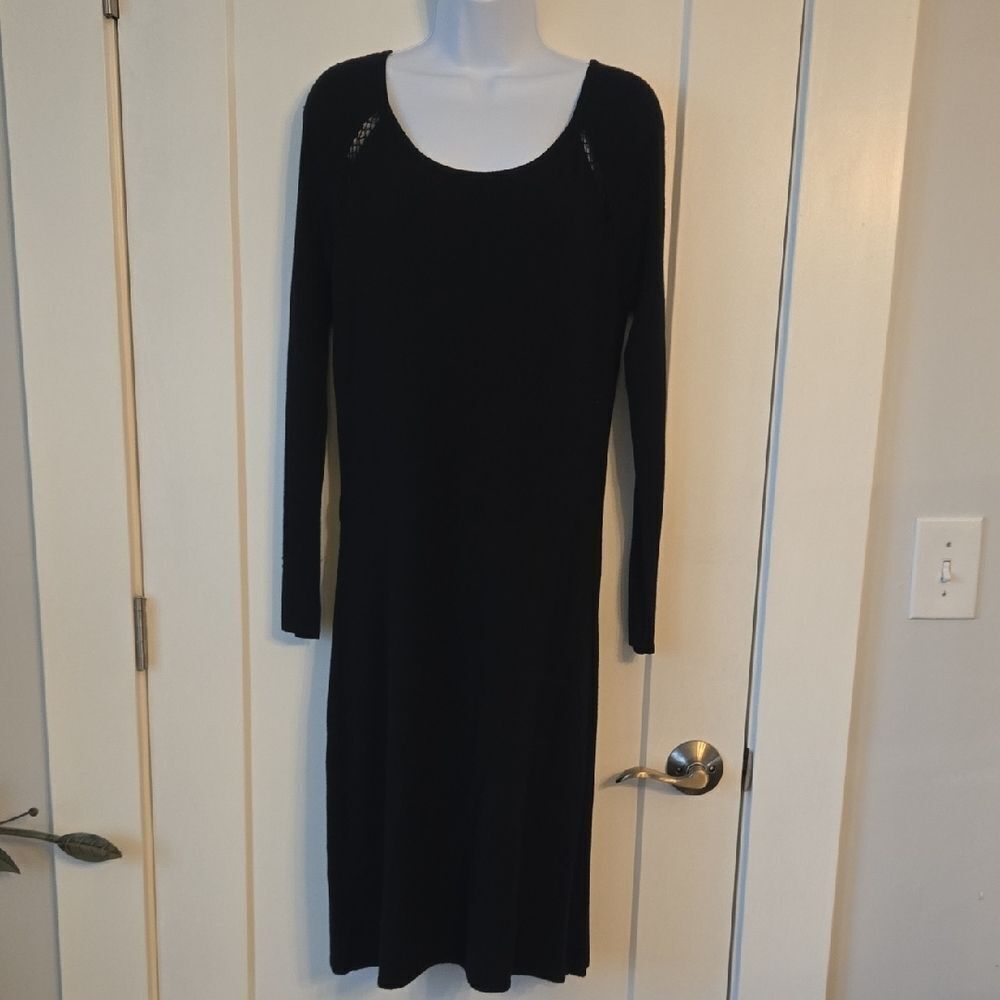 BCBGMaxAzria Black Long Sleeve Sheath Dress for Cocktail